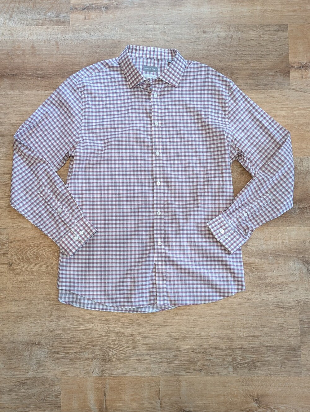 Michael Kors Pink and White Gingham Button-Down Shirt
